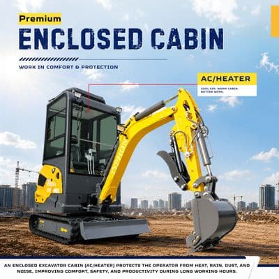 TYPHON TERROR XVII PRO Prestige Edition Mini Excavator 4000LB Kubota D902 Diesel, Enclosed Cab with AC/Heat, Hydraulic Thumb thumbnail 11