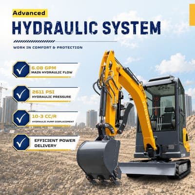 TYPHON TERROR XVII PRO Prestige Edition Mini Excavator 4000LB Kubota D902 Diesel, Enclosed Cab with AC/Heat, Hydraulic Thumb thumbnail 10