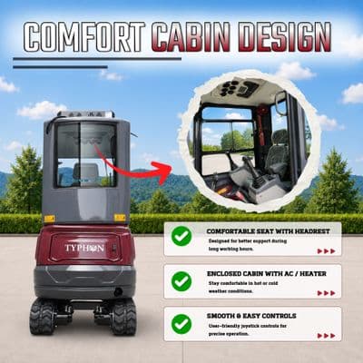 TYPHON TERROR XVII PRO Prestige Edition 4000 lb Enclosed Mini Excavator with Kubota Power & Advanced Hydraulics thumbnail 5