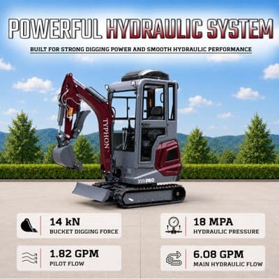 TYPHON TERROR XVII PRO Prestige Edition 4000 lb Enclosed Mini Excavator with Kubota Power & Advanced Hydraulics thumbnail 7