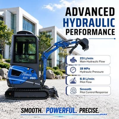 TYPHON TERROR XVII PRO Prestige Edition – Enclosed Mini Excavator with AC, Heater & Ergonomic Comfort thumbnail 6