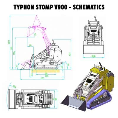 Brand New TYPHON STOMP V900 1.4 Ton Mini Track Loader Featuring Dual Auxiliary Hydraulics & Kubota D1105 25HP USA Engine thumbnail 4