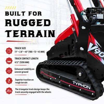 Brand New TYPHON STOMP V900 1.4 Ton Mini Track Loader Featuring Dual Auxiliary Hydraulics & Kubota D1105 25HP USA Engine thumbnail 8