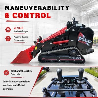 Brand New TYPHON STOMP V900 1.4 Ton Mini Track Loader Featuring Dual Auxiliary Hydraulics & Kubota D1105 25HP USA Engine thumbnail 6