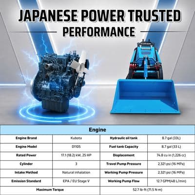 Brand New TYPHON STOMP V900 Mini Track Loader Kubota D1105 25HP Diesel Stand-On Skid Steer EPA / EU Stage V thumbnail 5