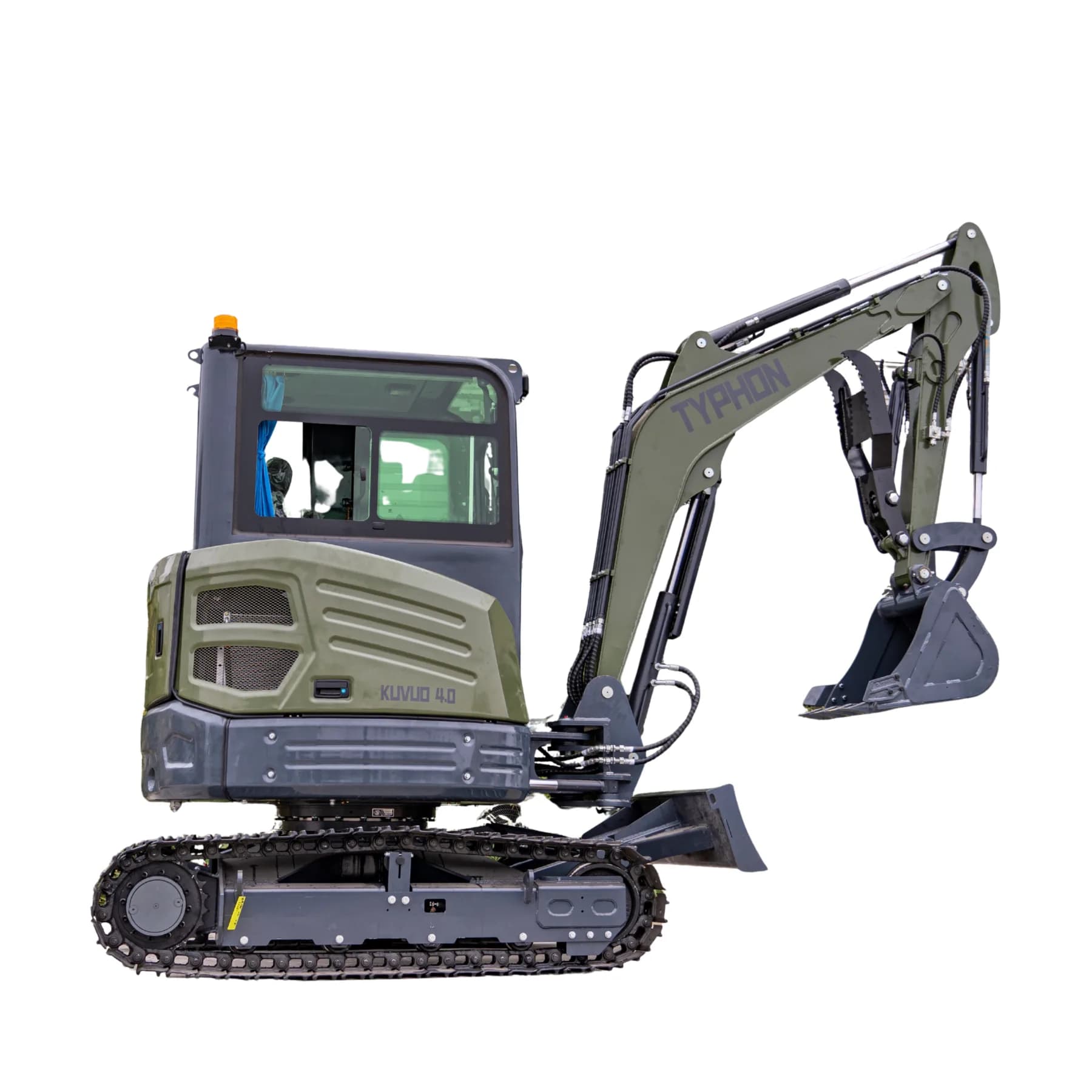 TYPHON KUVUO 4.0 four ton cabin mini excavator w Kubota D1703 Diesel engine Metal Tracks, Boom Swing, AC Heater, Hydraulic Control