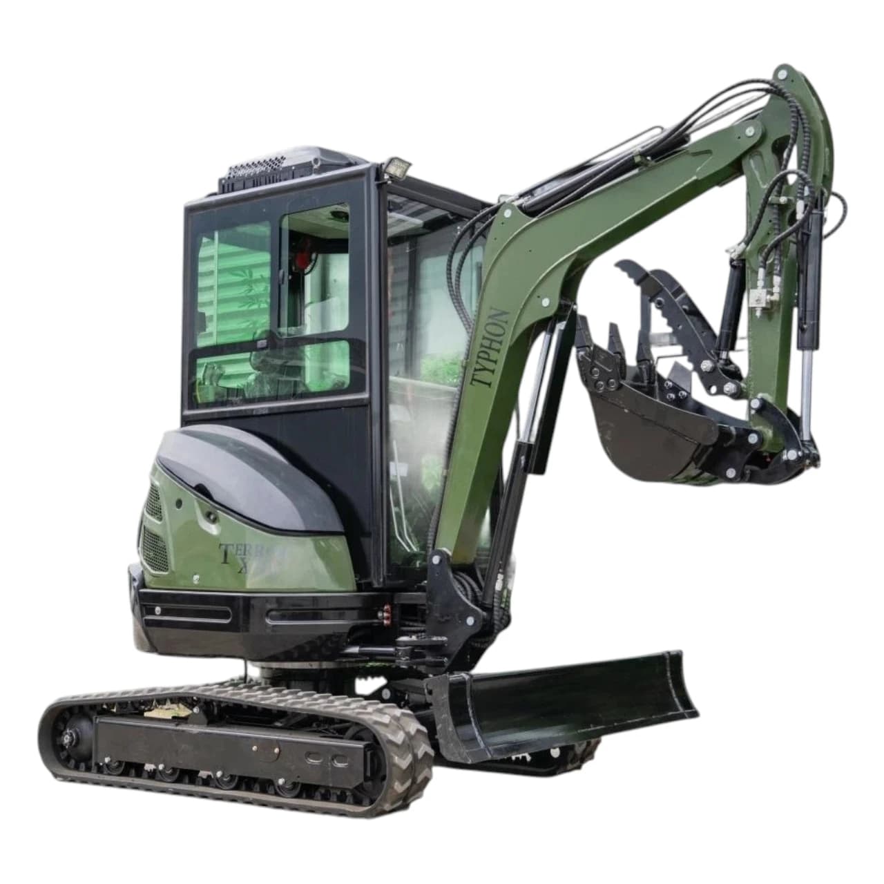 TYPHON TERROR XXV Diesel Mini Excavator 2.7 Ton, 25.1 hp Kubota D1105 RetractableTracks, AC Cabin