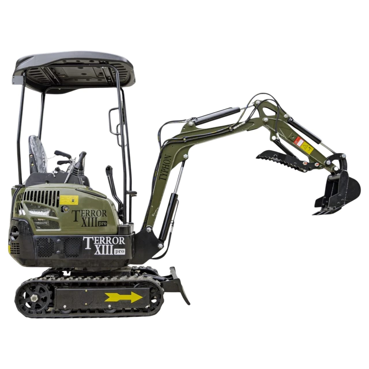 TYPHON TERROR XIII PRO Mini Excavator – 1.3 Ton Trench Digger with Canopy, Hydraulic Thumb Clip, 22.1hp Honda Engine USA