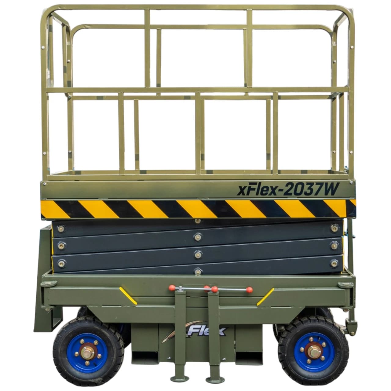TYPHON xFlex-2037W Walk-Behind Scissor Lift comes with 20ft Working Height and Manual outriggers 1102 lbs load capacity 110V Electric