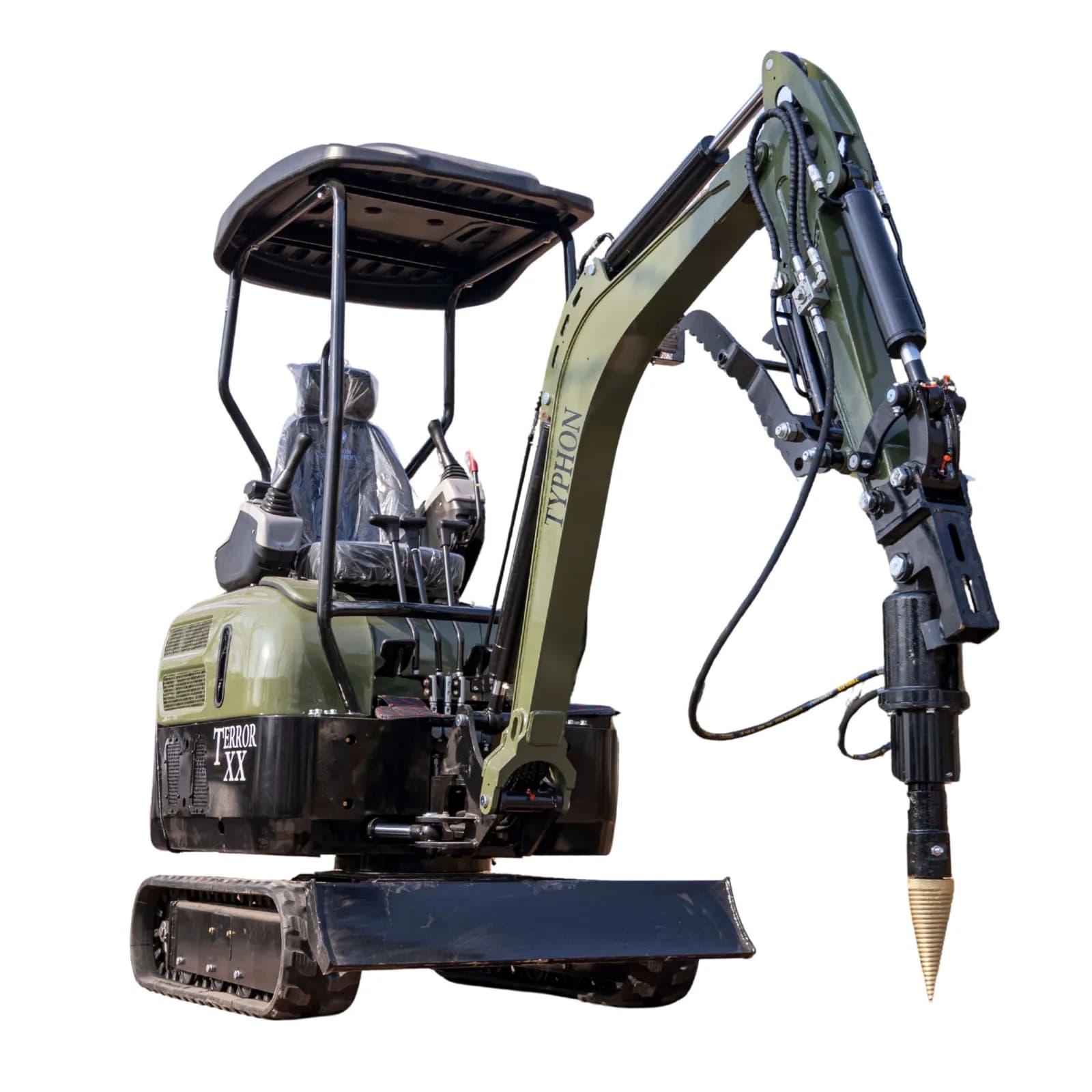Mini Excavator Hydraulic Wood Splitter Drill Attachment 150mm TYPHON Compatible
