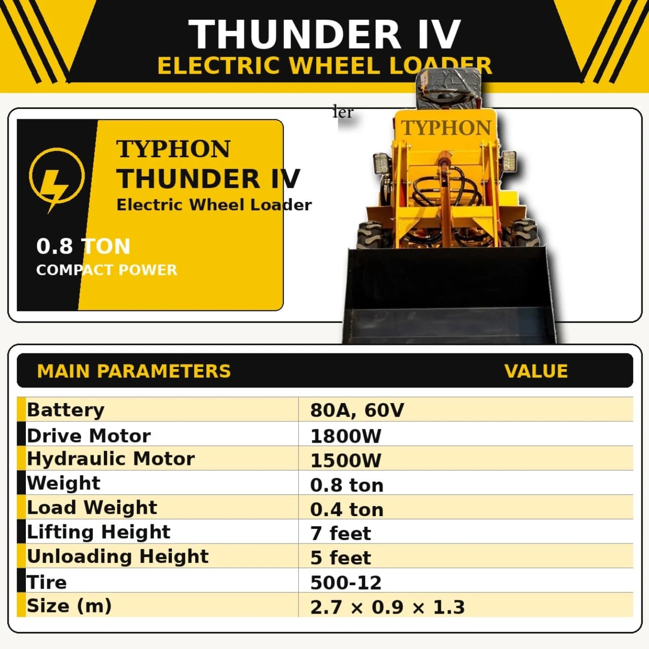 TYPHON Thunder IV Electric Wheel Loader USA thumbnail 2