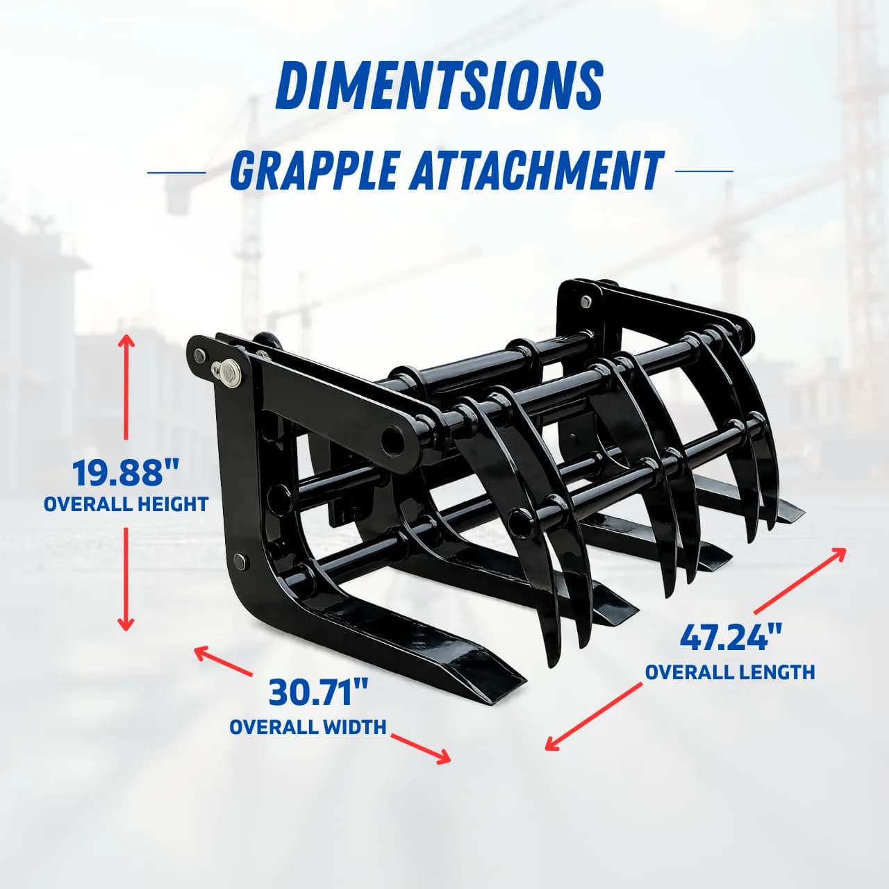 TYPHON Skoop Heavy-Duty Wheel Loader Log Grapple 295 lbs Robust Log & Brush Handler with 6+4 Tine Grip thumbnail 3