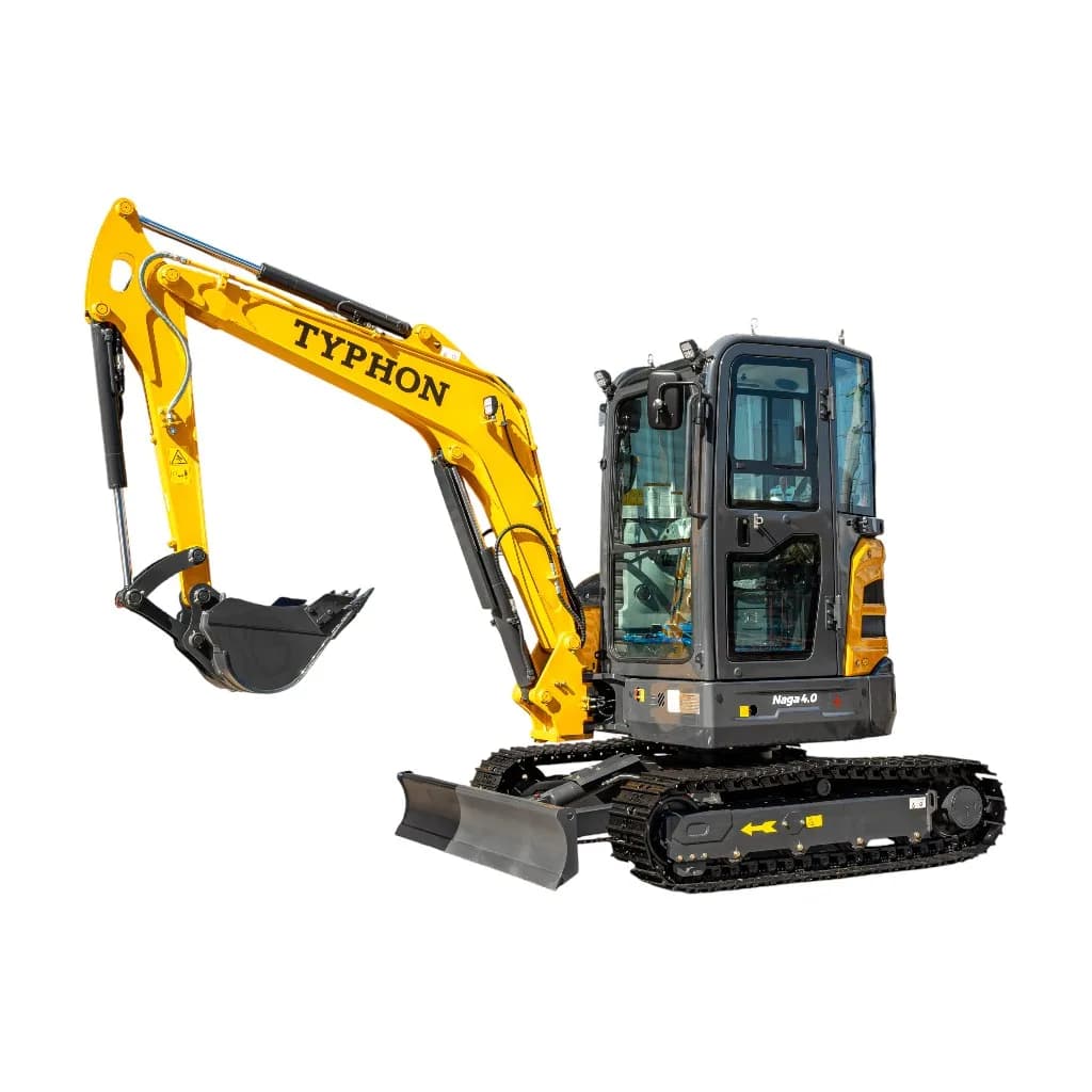 TYPHON NAGA 4.0 Mini Excavator with 4 Ton 24.4hp Yanmar Diesel Engine Metal Track ISO SAE control switch, AC Heater Cabin, 2 Travel Speed thumbnail 4