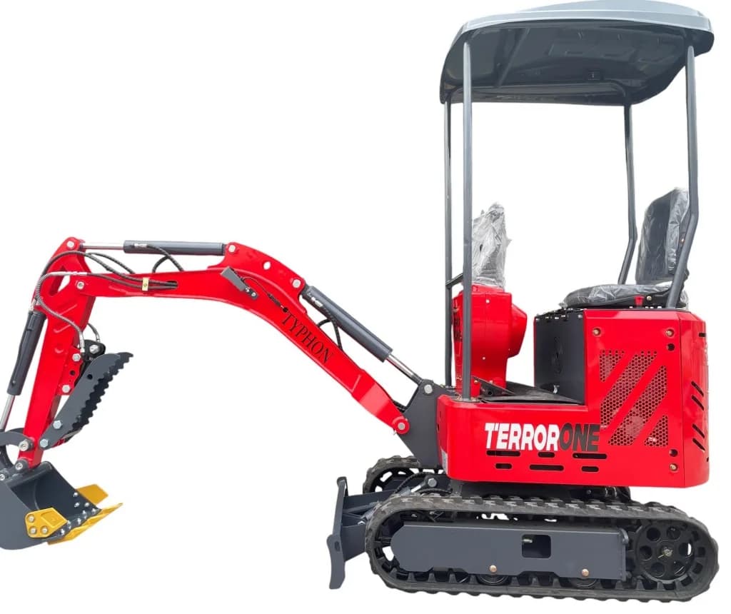 TYPHON TERROR ONE STORM 1 Ton Mini Excavator Trench Digger with Hydraulic Oil Cooler Canopy & Wide Bucket Ideal for Garden, Farm, Park & Road Work Digging, Drilling, Bull-Dozing thumbnail 4
