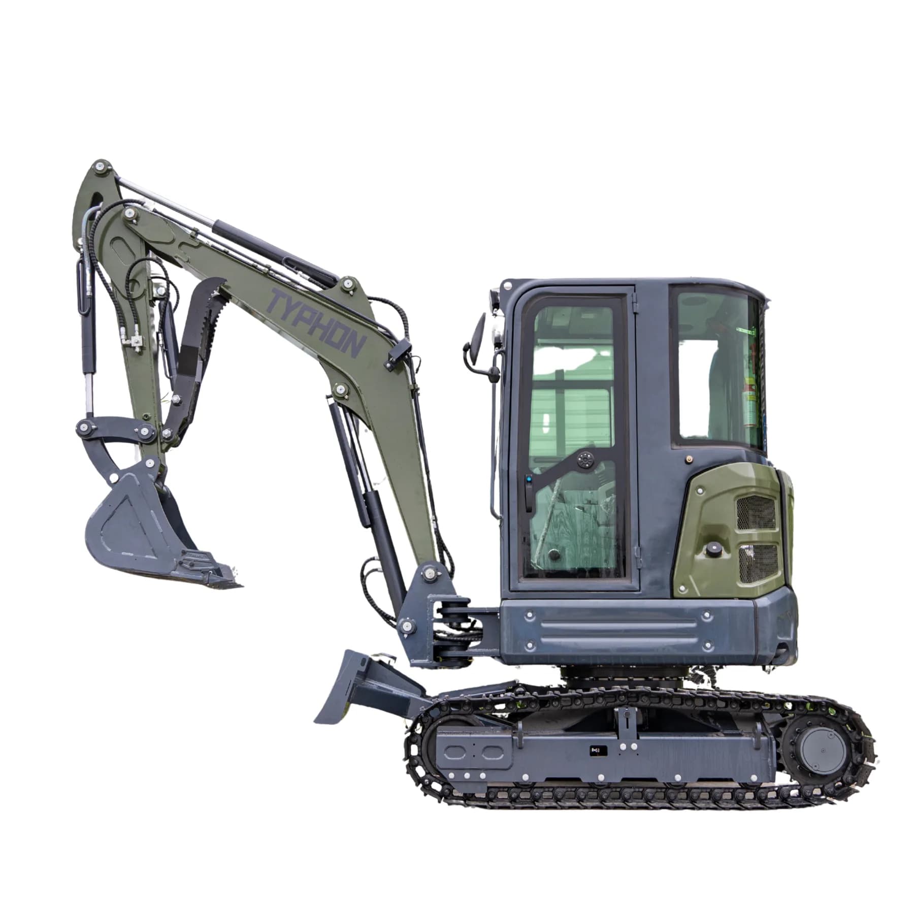 TYPHON KUVUO 4.0 four ton cabin mini excavator w Kubota D1703 Diesel engine Metal Tracks, Boom Swing, AC Heater, Hydraulic Control thumbnail 5
