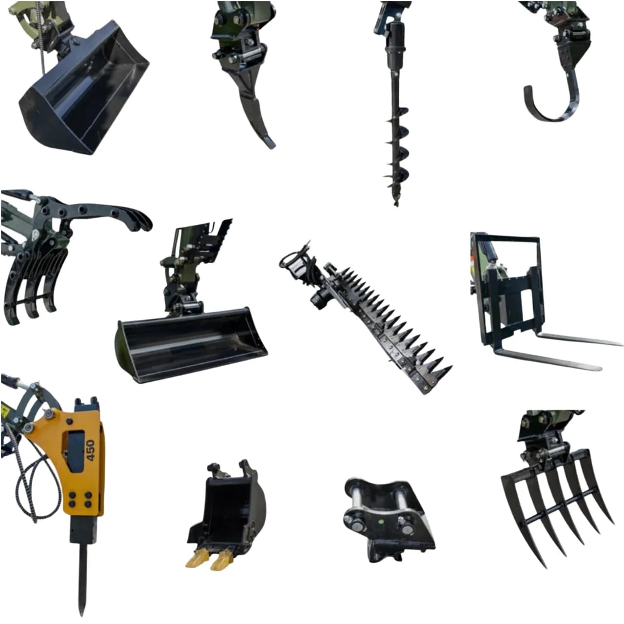 All-in-One 12 PCS Attachment Set Tool Fits 2-3 ton Mini Excavator Terror XXV