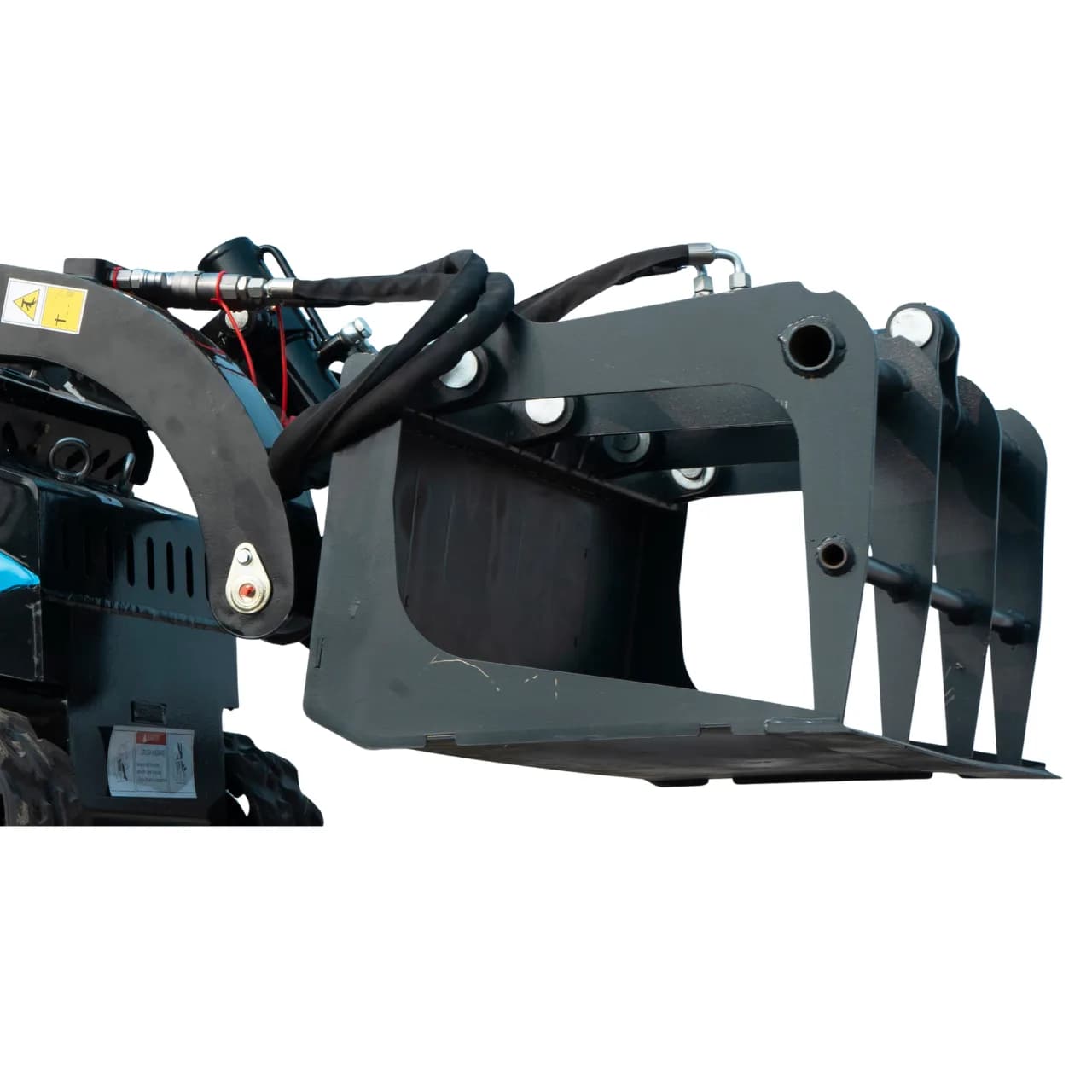 Heavy-Duty Solid Bottom Grapple Bucket for TYPHON STOMP X1300 & STOMP 509 Mini Skid Steers